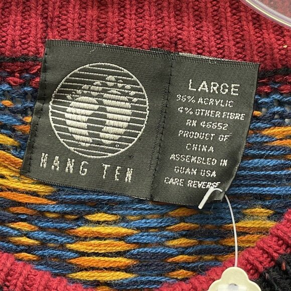 Hang Ten Sweater Men’s Large Geometric Native Cosby Grandpa Colorful Chunky Knit - Picture 5 of 6